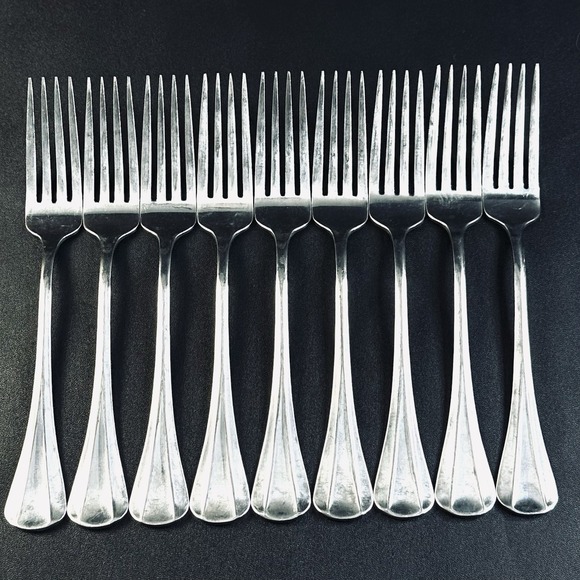 International Silver Other - 9 International Stainless DINNER Forks Fork Set Ridges Silverware Flatware